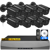 Load image into Gallery viewer, Black 4K 8MP 12-Camera PoE Security Camera System with 2TB HDD